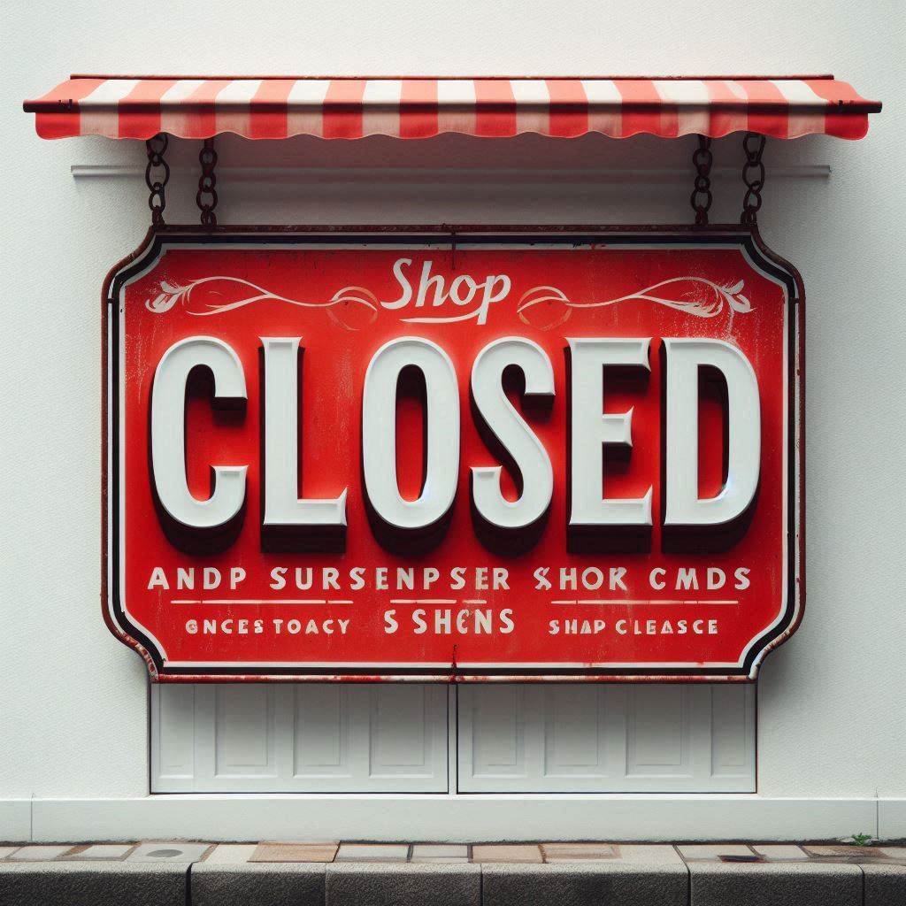 shop closed sign